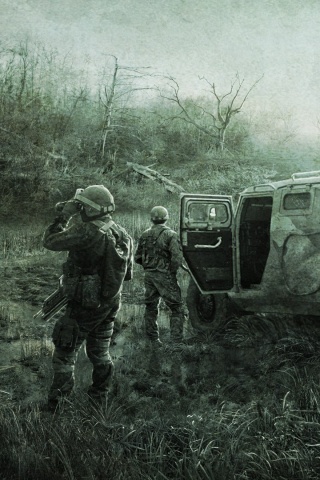 Солдаты из сталкера на болоте обои