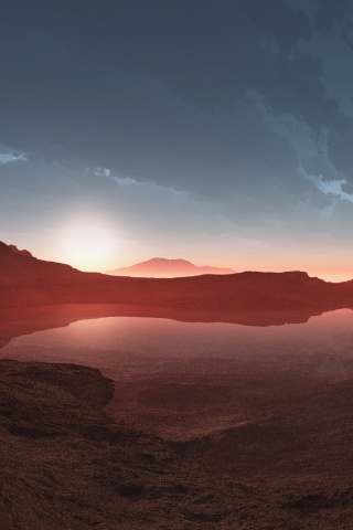 Озеро в каменистой пустыне обои