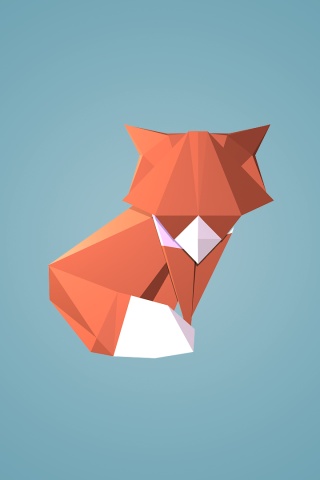 Origami fox обои