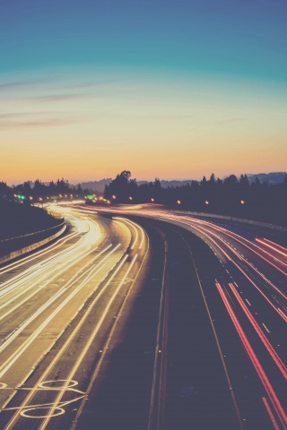 Автострада в огнях обои