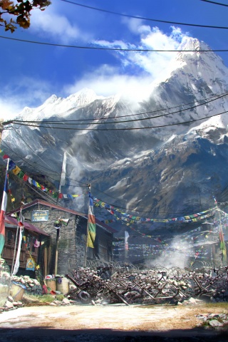 Загороженная улица в горах обои