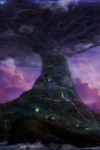 Дерево-город обои