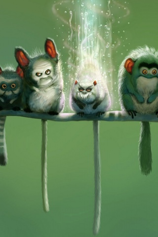 Существа на ветке обои