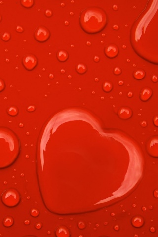 Капли на красном фоне обои