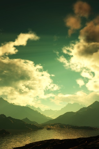 Закат в горах обои