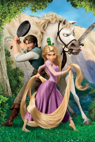Рапунцель, Флин, Максимус и Паскаль обои