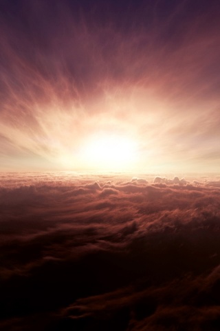 Закат над облаками обои