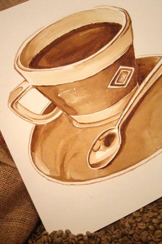 Нарисованная чашка кофе обои
