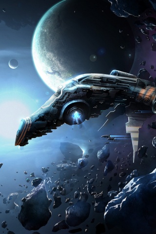 Полет в астероидах обои