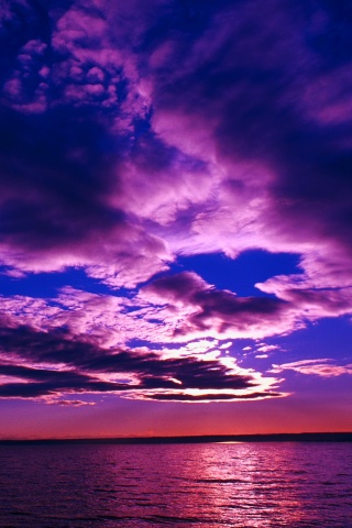 Фиолетовое закатное небо обои