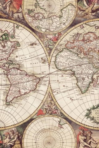 Старинная карта мира обои