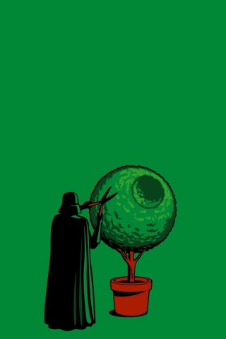 Дарт Вейдер постригает куст обои