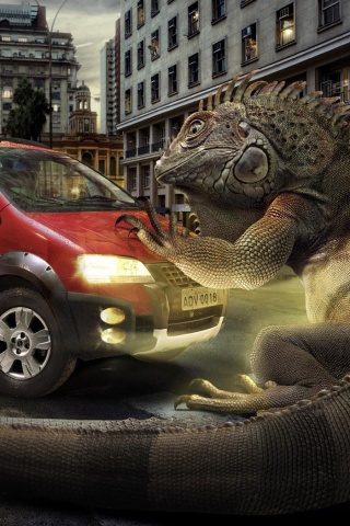 Ящерица в городе обои