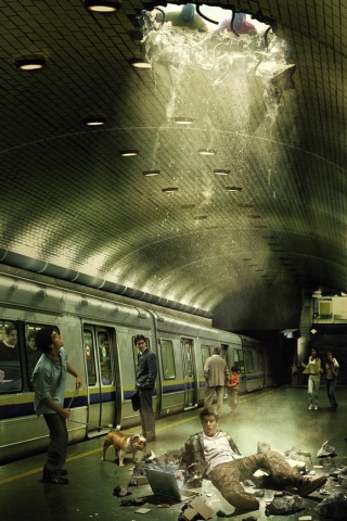 Провалившийся в метро обои