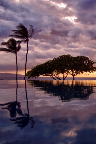 Восход над озером обои