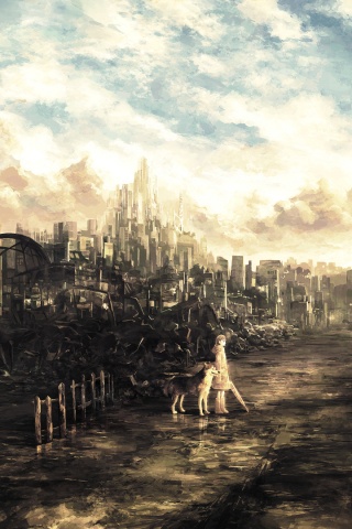 Девушка с собакой обои