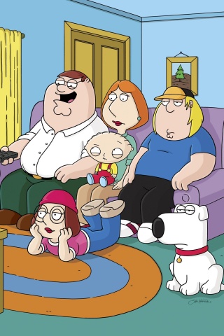 Гриффины всей семьей перед телевизором обои