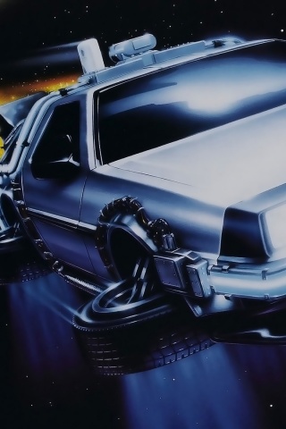 Летающий Делореан обои