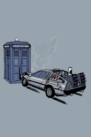 Что будет если ДеЛореан врежется в Тардис? обои