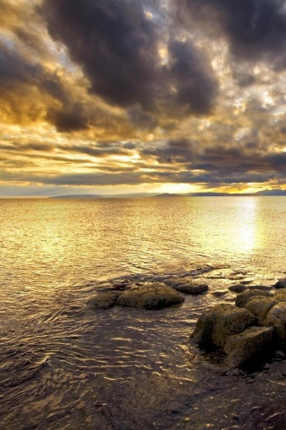 Красивый вид на вечернее море обои