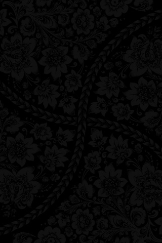 Черный цветастый узор под хохлому обои