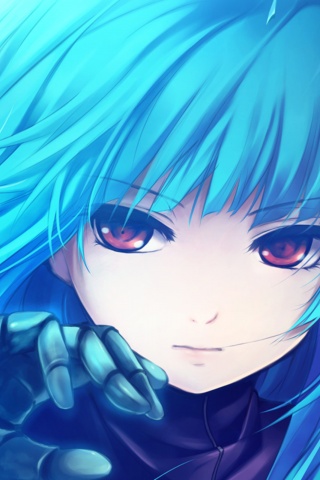 Аниме девушка с голубыми волосами обои