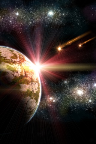 Кометы пролетают вблизи планеты обои