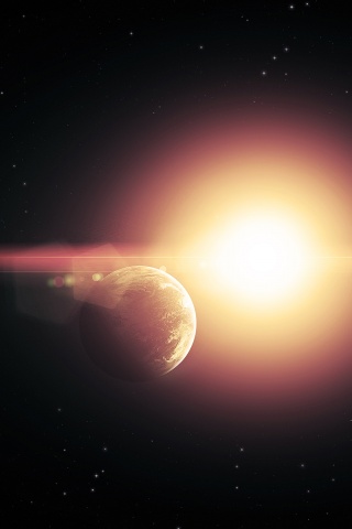Планета на фоне звезды обои