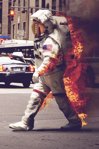 Астронавт в огне обои