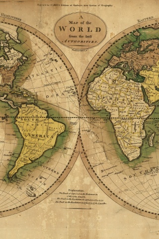 Старинная карта мира обои