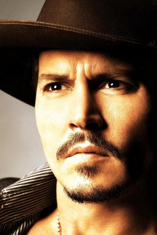 Актер Джонни Депп в широкополой шляпе обои