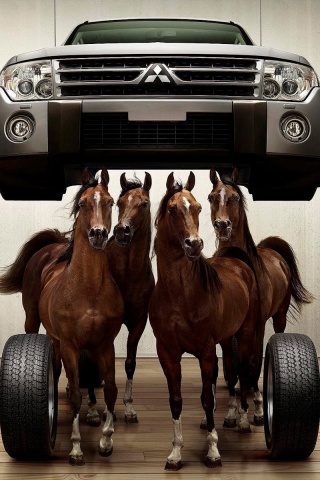 Лошадинные силы - принт Митсубиси обои