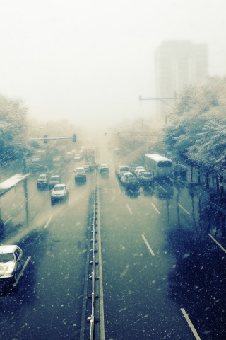 Снегопад в токио обои