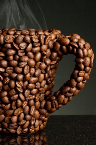 Кружка из кофейных зерен обои