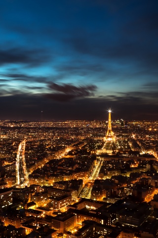 Вид на ночной Париж обои