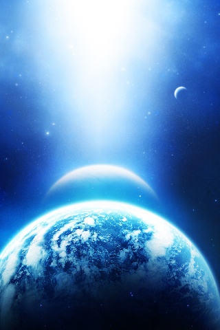 Свет звезды падает на планету обои