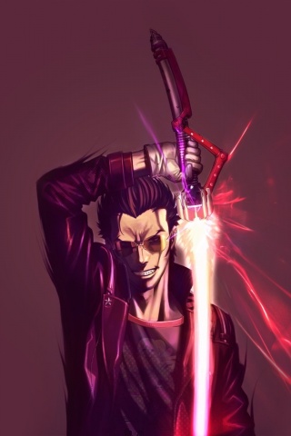 Мужик с зверским световым мечом обои