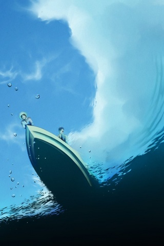 Катер и водная черепаха обои