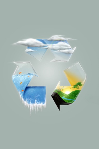 Круговорот воды в природе в значке переработки обои