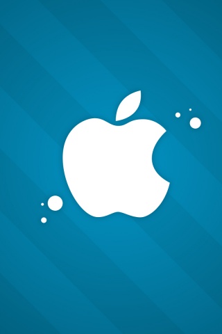 Логотип Apple на фоне голубых полос обои