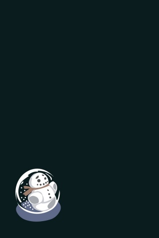 Снеговик и три снежинки обои