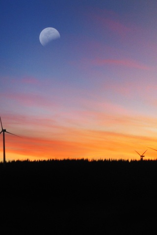 Закат за холмом обои