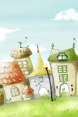 Мультяшный городок обои