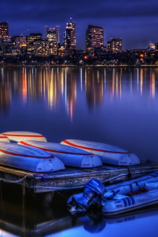 Ночной Бостон обои