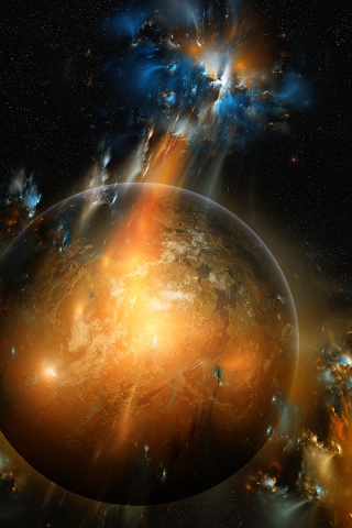 Планета в огнях обои