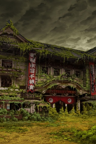 Заброшенное японское здание обои