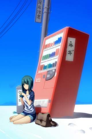 Девушка у автомата обои