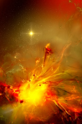 Туманность в красно-жёлтых тонах обои