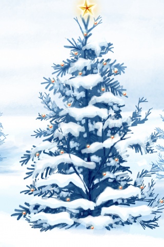 Украшенная ёлочка в лесу обои