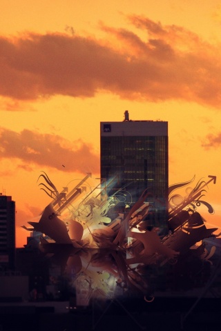 3D абстракция прямо в городе обои